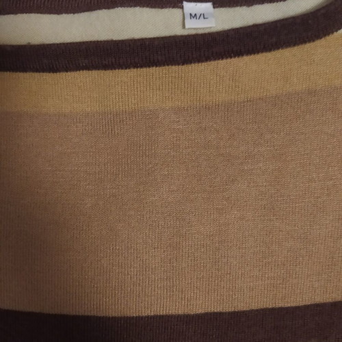 Women's knitted striped sweater size M like new, beige and brown