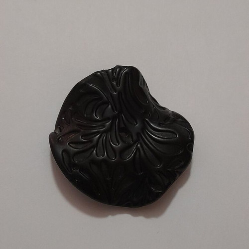 Decorative button dark brown with glossy embossed design new