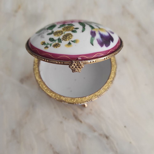Vintage Limoge porcelain jewelry box used