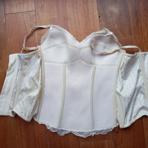 Bustier size Small like new, ivory with satin belt and lace