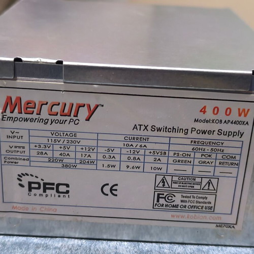 Mercury 400W and Maxpower 300W computer power supplies