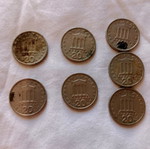 Collectible coins 7 used 20 drachma coins with Pericles