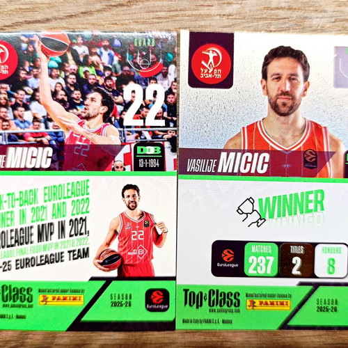 Panini Euroleague Top Class Micic Unbeatable and Winner cards mint condition