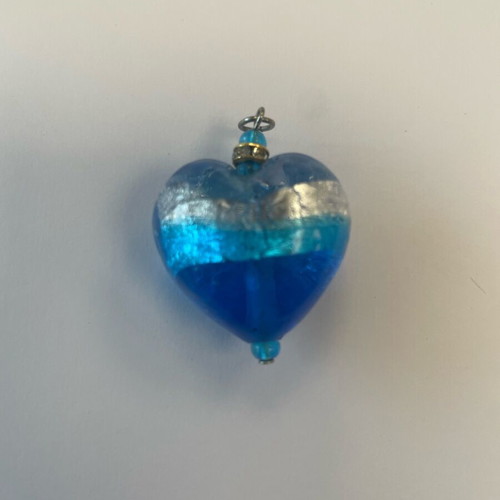 Antica Murrina Murano Necklace 3D Heart Blue new with certificate