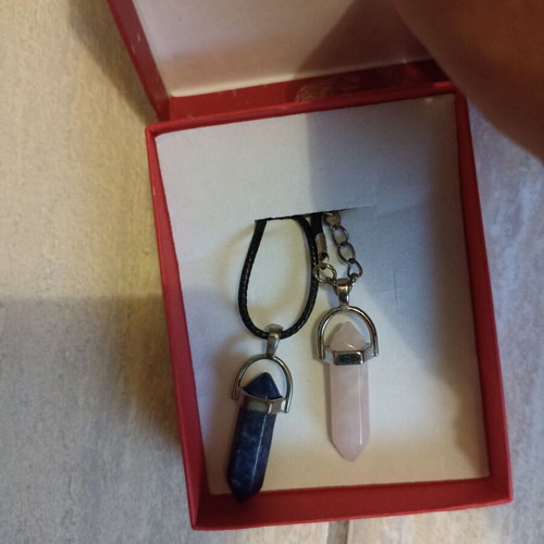 Abysse precious stone necklaces for man and woman, blue and pink