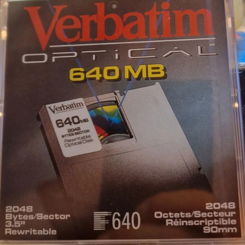 Verbatim Optical 3.5” MO Disk 640MB new sealed