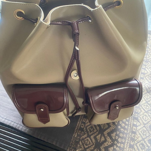 Gianfranco Ferre backpack used, beige and brown