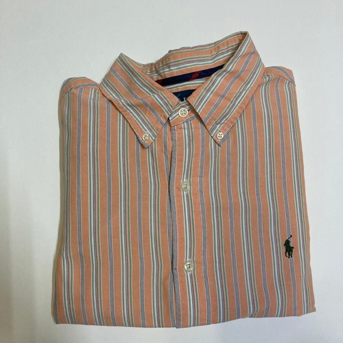 Ralph Lauren Fun Overhemd XL classic fit oxford orange green white pinstripe long sleeve shirt
