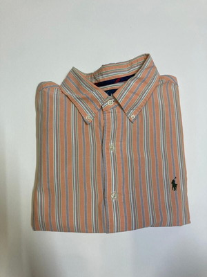 Ralph Lauren Fun Overhemd XL classic fit oxford orange green white pinstripe long sleeve shirt