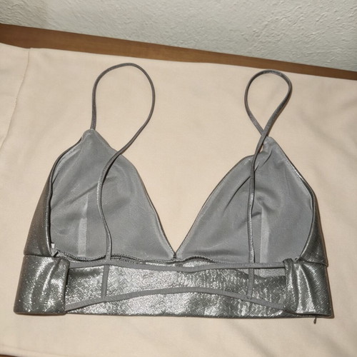 Crop Top Bralette silver metallic, like new, Stradivarius, size S