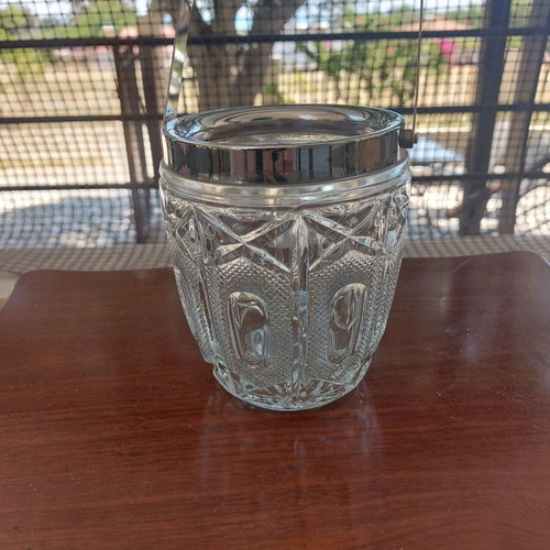 Crystal ice bucket like new, vintage ice cube holder