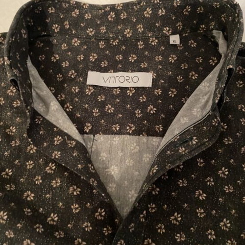 Men's floral print cotton shirt XL like new, black slim fit