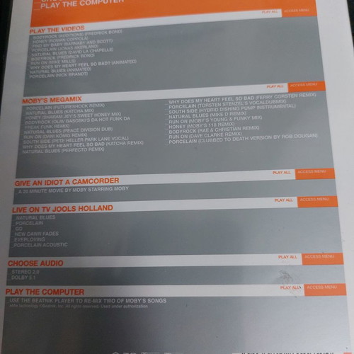 Moby Play DVD used with Megamix CD