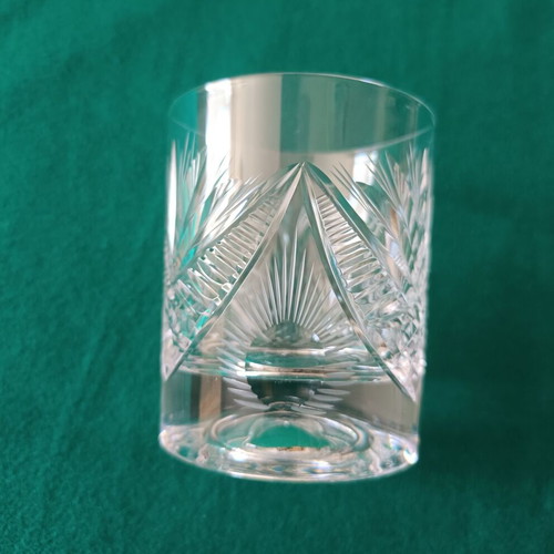 Vintage Bohemia crystal whiskey glasses set of 6 with ice bucket like new