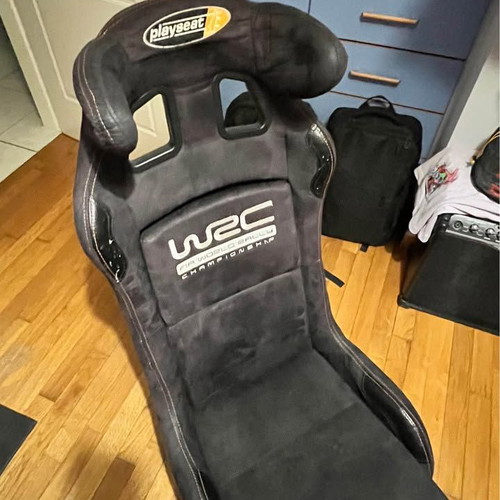 Playseat WRC sim racing seat with Logitech G27 wheel and H-shifter