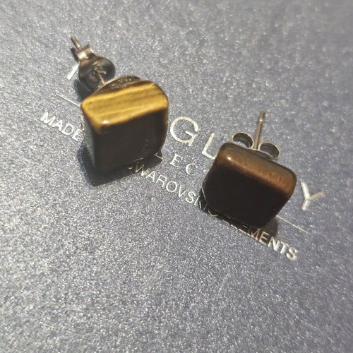 Tiger Eye Earrings handmade, brown and yellow