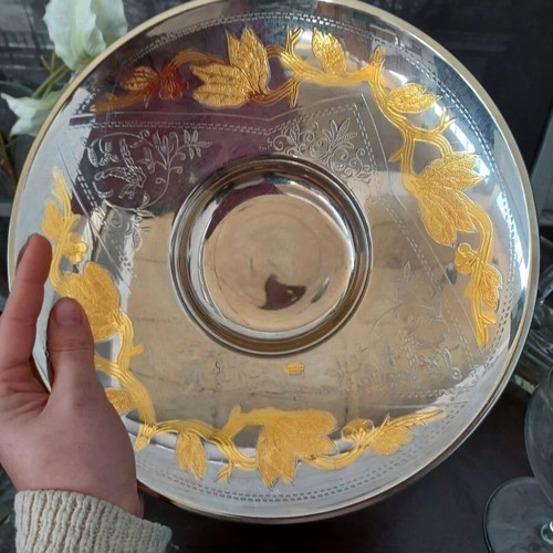 Silver-plated centerpiece with 24k gold details like new