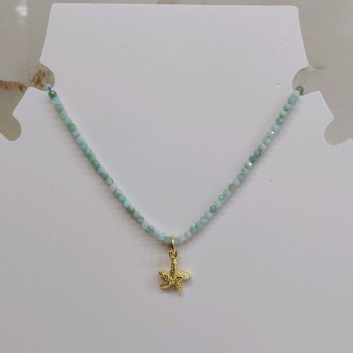 Necklace with gold-plated 925 silver and amazonite semi-precious stones new