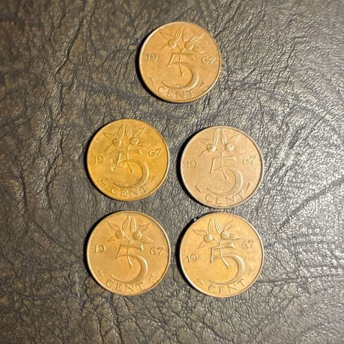 Set of 5 Juliana Netherlands collectible coins