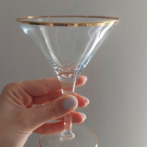 Crystal cocktail glasses set of 6 like new, vintage with gold details