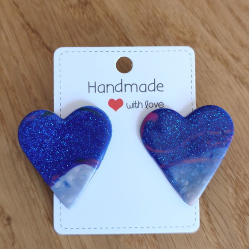 Handmade Fimo Earrings blue multicolor made to order