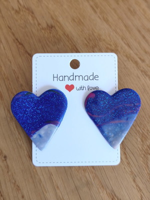 Handmade Fimo Earrings blue multicolor made to order