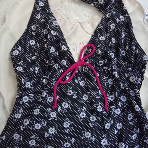 Laura Ashley Halterneck Bikini Top new, black and multicolor