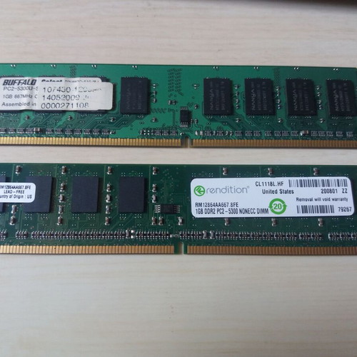 DDR2 RAM Memory 2GB PC2‑5300 667MHz like new (BUFFALO + Rendition)