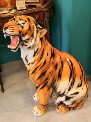 Porcelain tiger figurine