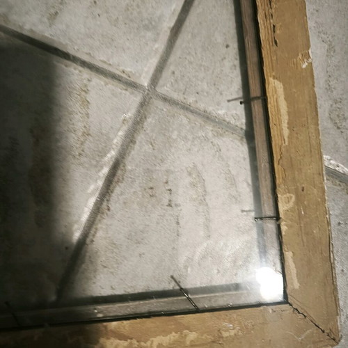 Vintage picture frame with glass used, gold and blue with embossed designs
