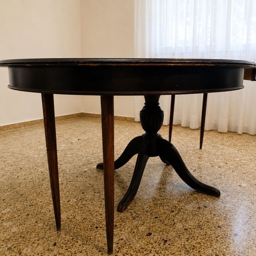 Extendable wooden round dining table 1960s