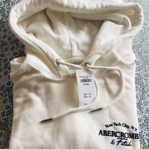 Abercrombie & Fitch white embroidered crop hoodie new with tags, size XXS