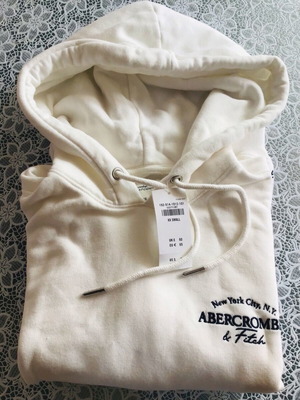 Abercrombie & Fitch λευκή κεντητή crop hoodie καινούργια με ταμπέλα, μέγεθος XXS