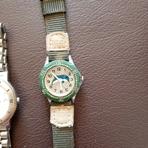 Men's watches used, set of 3, green and silver