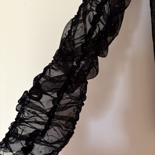 Levete Room black sheer polka dot tulle blouse with ruffles, size S