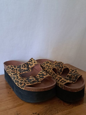 Sixtyseven animal print leather flatform sandals