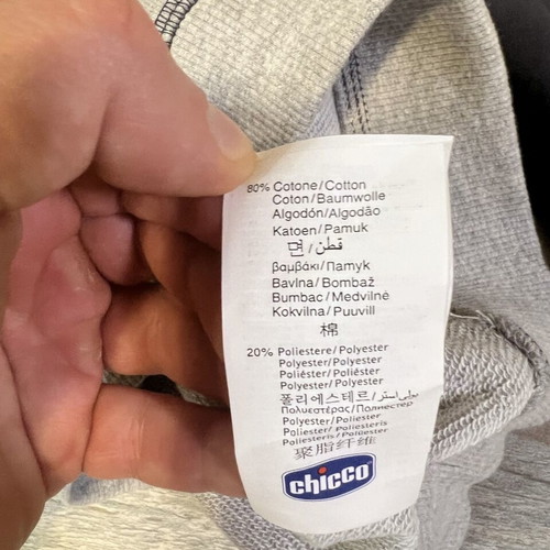 Chicco Baby Tracksuit Set Grey/Black Raglan Top and Joggers Size 80/15M NWT