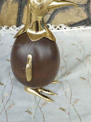 Decorative Penguin new with bronze and wood Italian