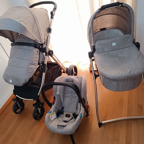 Kikkaboo 3-in-1 baby stroller used with car seat and port bebe