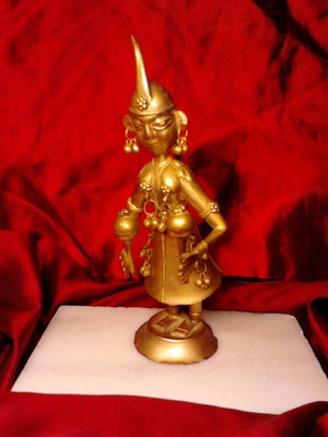 Balinese deity figurine new, bronze leaf 16cm