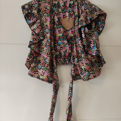 Floral Asymmetric Skirt and Top Set with Gold Thread new