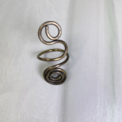 Brass ring with meander design handmade, new, oxidized, size 18.5 mm