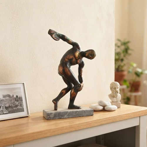 Bronze Discobolus Decorative Statue used, 28 cm height