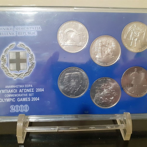 Commemorative Coin Set 6 Pieces 500 Drachmas Athens 2004 New