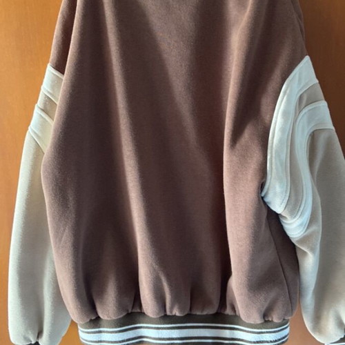 Bershka college jacket like new, size S, beige and brown