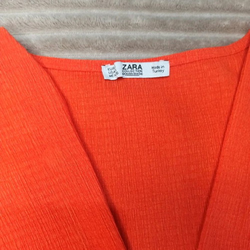 Zara crop t-shirt orange like new, size S