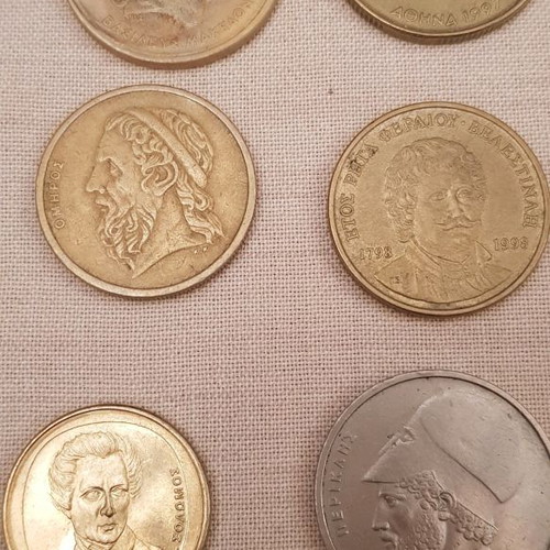 Drachma coin set used with 500 coin for collectors
