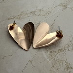 Gold Heart Earrings like new, statement design