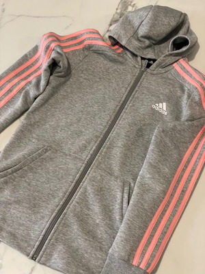 Φούτερ ζακέτα Adidas μέγεθος S γκρι με σομόν ρίγες σαν καινούργιο