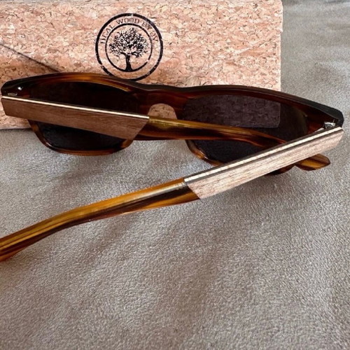 Sunglasses made from recyclable materials like new, brown